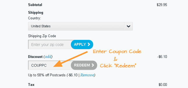 Applied coupon code