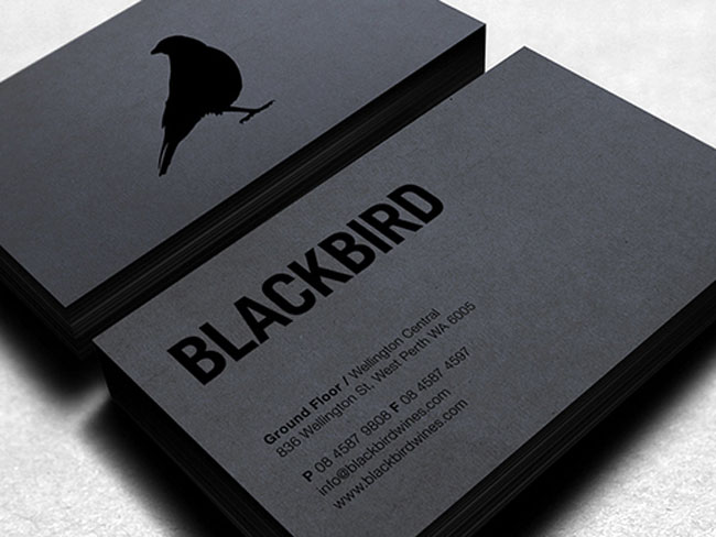 Blackbird business card with spotgloss UV printing