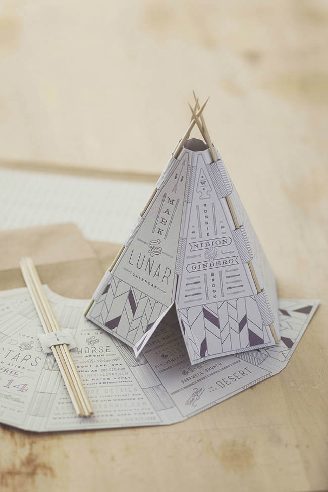 teepee wedding invitation upright