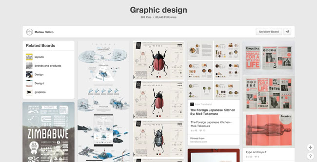 Pinterest board design Matteo Nativo