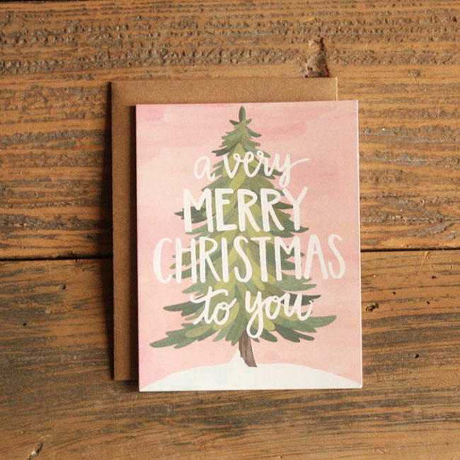 Holiday card hand lettered One Canoe Two Etsy