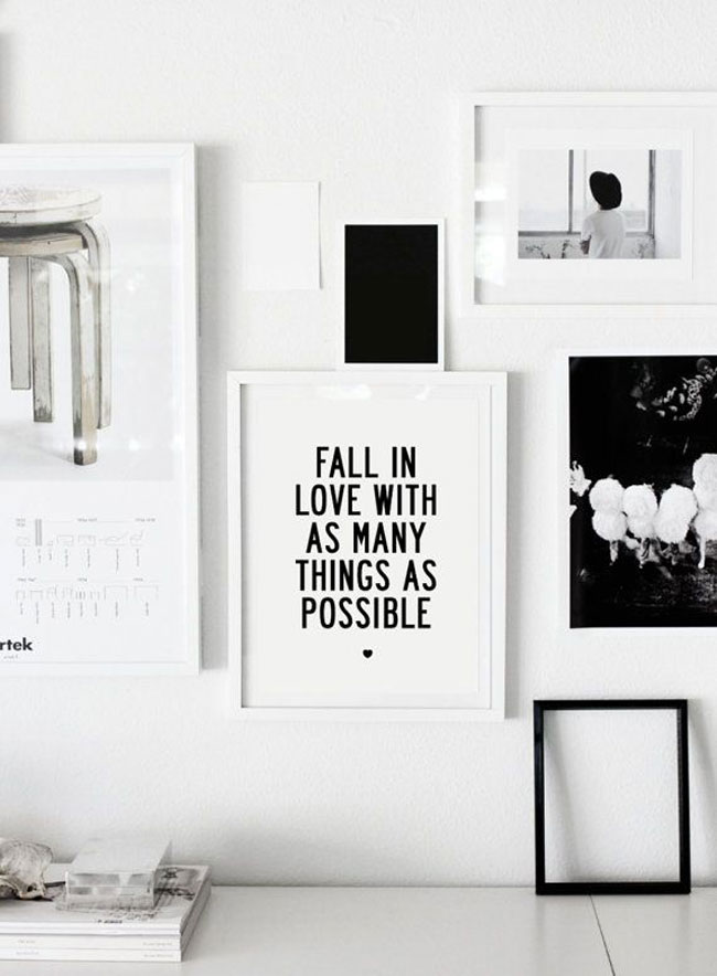 Motivational workspace printed posters Fall in love with as many things
