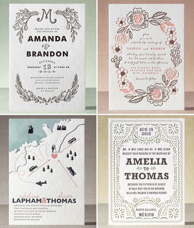 letterpress wedding invitation