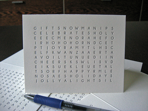 holiday word search card