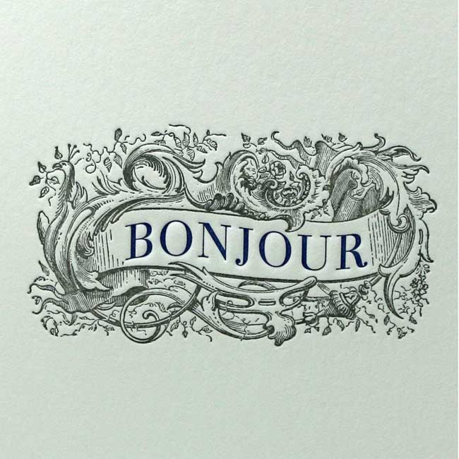 bojour letterpress card