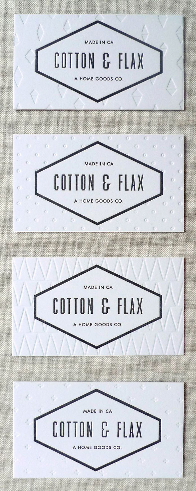 Letterpress printing example Cotton & Flax