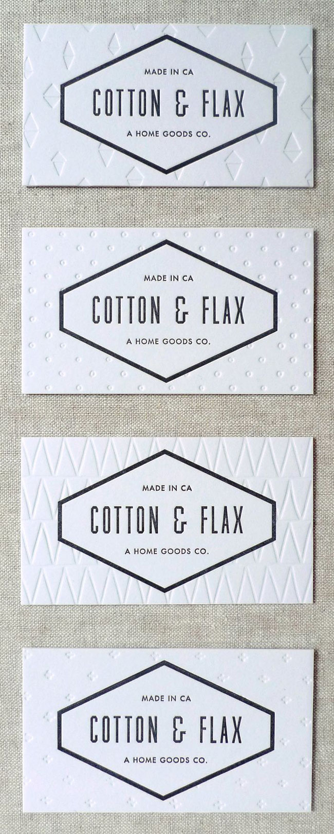 Letterpress printing example Cotton & Flax
