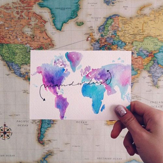 Travel postcards Watercolor WanderlustColors