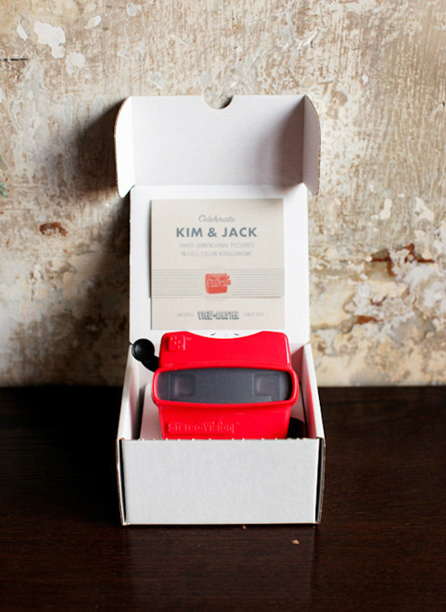 retro viewmaster wedding invitation