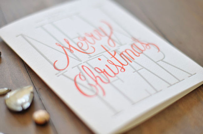 Holiday card hand lettered Wednesday Press
