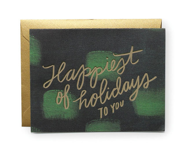 Holiday card hand lettered Moglea gold