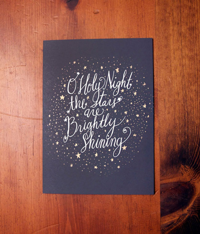 Holiday card hand lettered Thimble Press