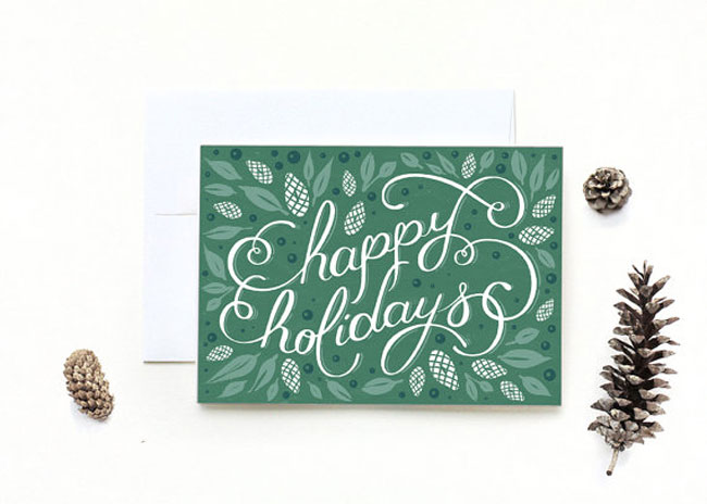 Holiday card hand lettered McManness