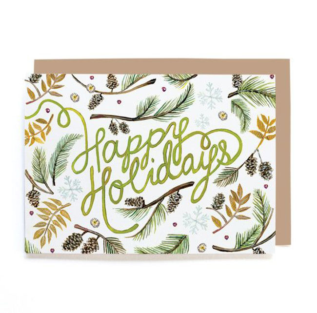 Holiday card hand lettered Lana Frankel