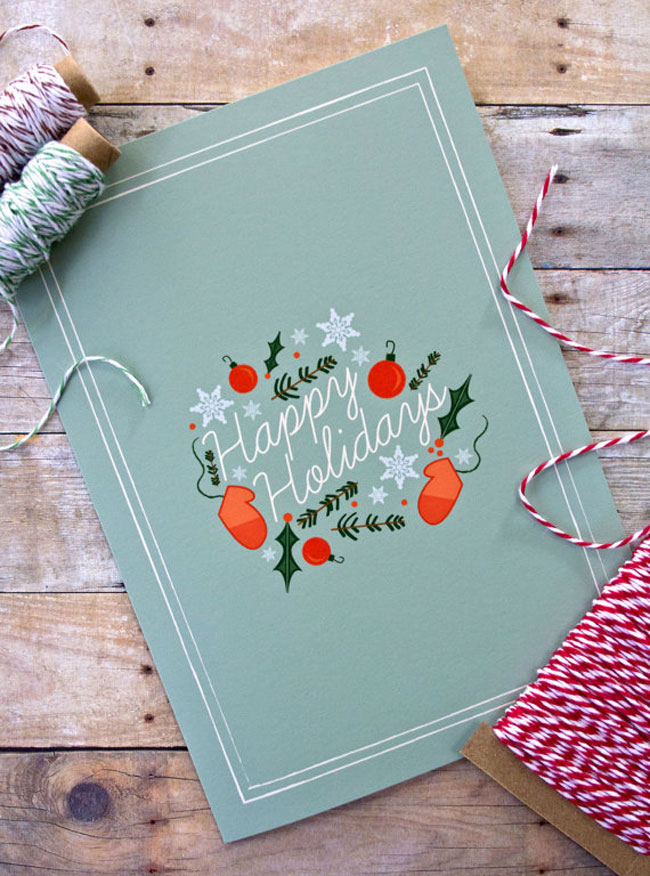 Holiday card hand lettered Katie Crawford