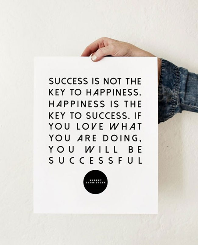 Motivational workspace printed posters Success is not the key to happiness