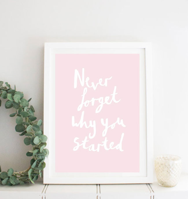 Motivational workspace printed posters Never forget why you started