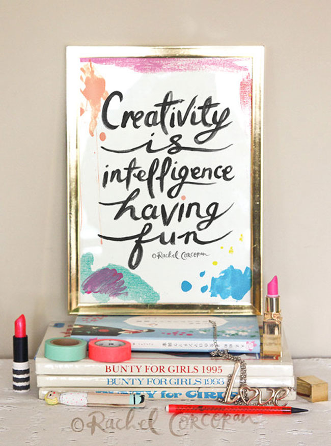Motivational workspace printed poster Creativity is intelligence having fun